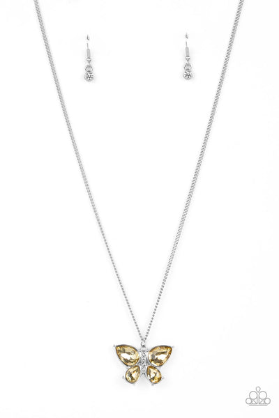 Paparazzi Free-Flying Flutter - Yellow Necklace