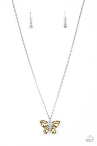 Paparazzi Free-Flying Flutter - Yellow Necklace