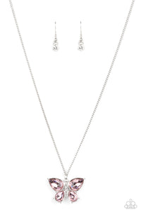 Paparazzi Free-Flying Flutter - Pink Necklace