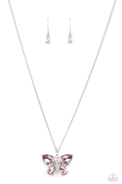 Paparazzi Free-Flying Flutter - Pink Necklace