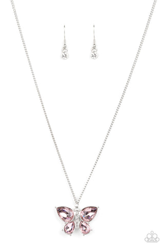 Paparazzi Free-Flying Flutter - Pink Necklace
