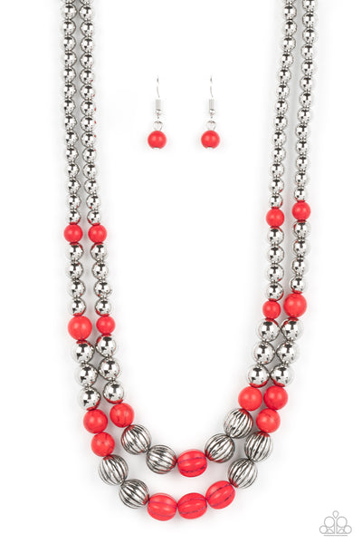 Paparazzi-Country Road Trip - Red Necklace