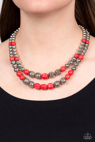 Paparazzi-Country Road Trip - Red Necklace