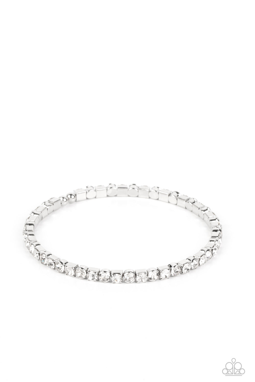 Paparazzi-Rhinestone Spell - White Bracelet