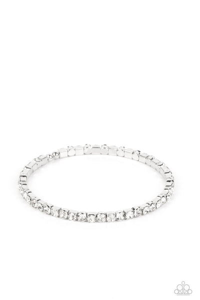 Paparazzi-Rhinestone Spell - White Bracelet