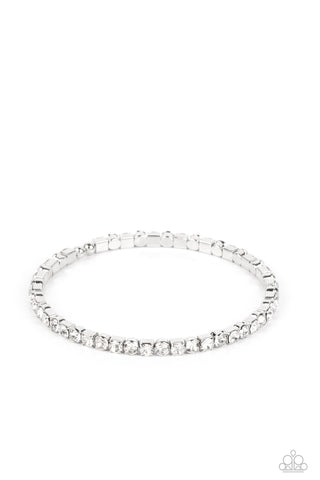 Paparazzi-Rhinestone Spell - White Bracelet