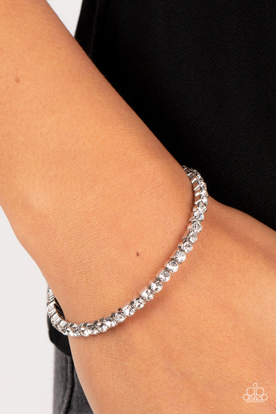 Paparazzi-Rhinestone Spell - White Bracelet