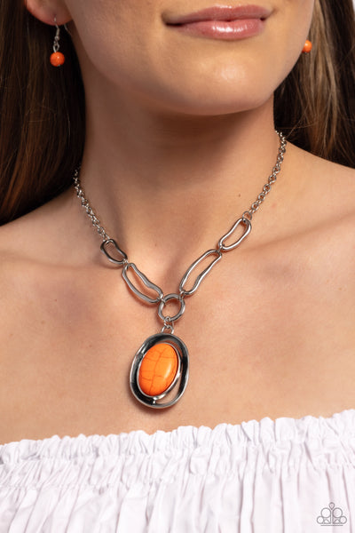 Paparazzi-Sandstone Stroll - Orange Necklace