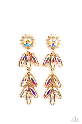 Paparazzi-Space Age Sparkle - Gold Earring
