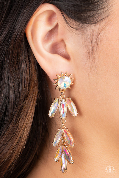 Paparazzi-Space Age Sparkle - Gold Earring