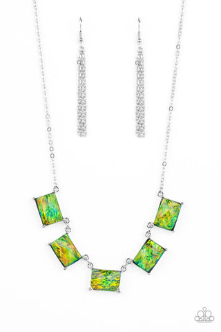 Paparazzi-Opalescent Oblivion - Green Necklace