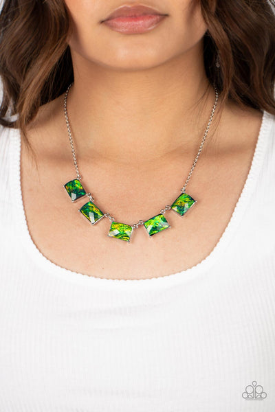 Paparazzi-Opalescent Oblivion - Green Necklace