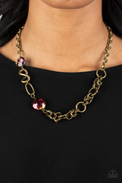 Paparazzi-Celestially Celtic - Brass Necklace