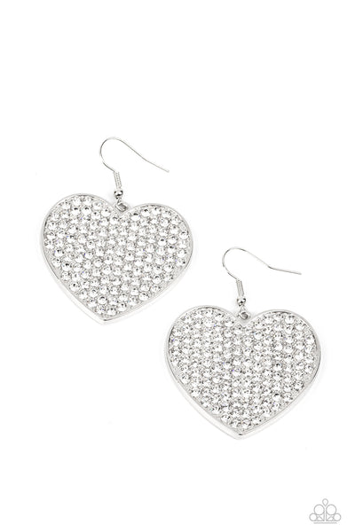 Paparazzi-Romantic Reign - White Earring