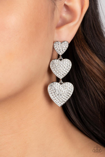 Paparazzi-Couples Retreat - White Earring