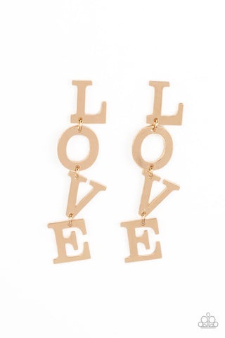 Paparazzi-L-O-V-E - Gold Earring