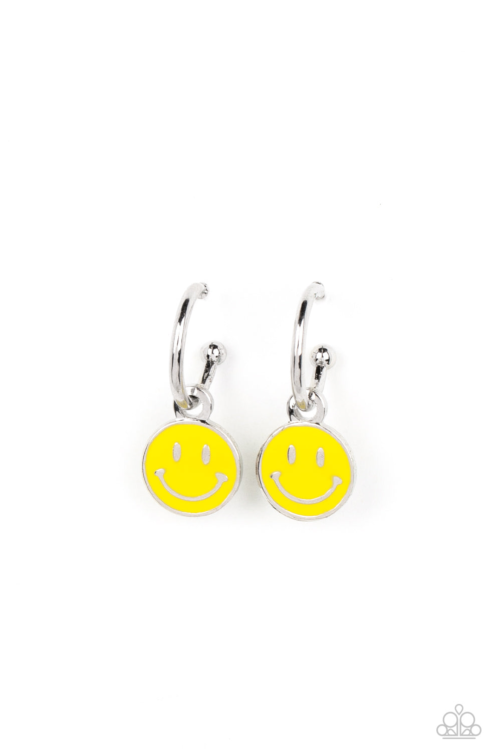 Paparazzi-Subtle Smile - Yellow Smiley Earring
