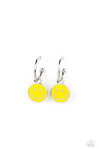 Paparazzi-Subtle Smile - Yellow Smiley Earring