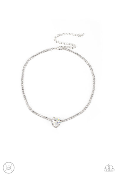 Paparazzi-Flirty Fiance` - White Choker Necklace