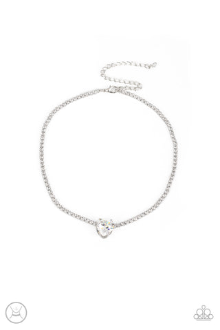 Paparazzi-Flirty Fiance` - White Choker Necklace