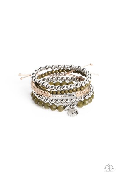 Paparazzi-Offshore Outing - Green Bracelet