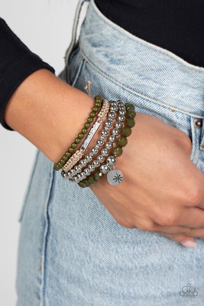 Paparazzi-Offshore Outing - Green Bracelet