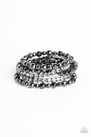 Paparazzi-Top Notch Twinkle - Black Bracelet