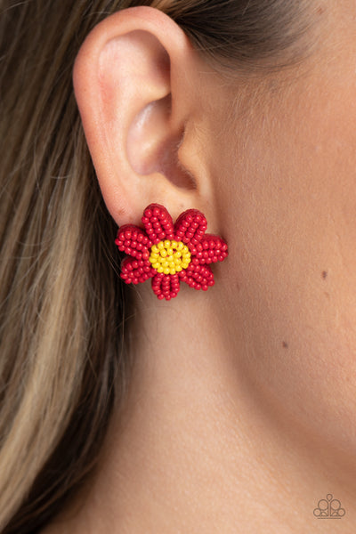 Paparazzi-Sensational Seeds - Red Earring