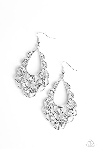 Paparazzi-Majestic Masquerade - White Earring