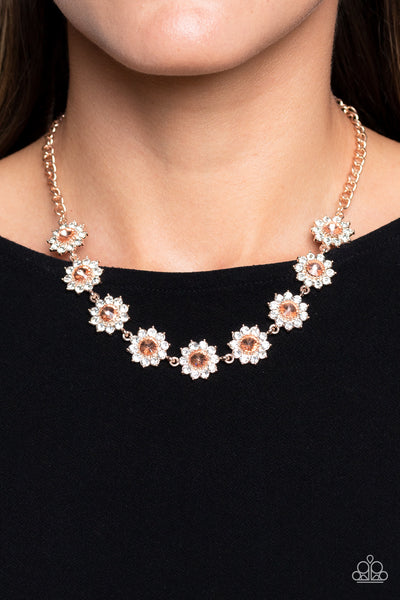 Paparazzi-Blooming Brilliance - Rose Gold Necklace