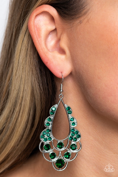 Paparazzi-Majestic Masquerade - Green Earring
