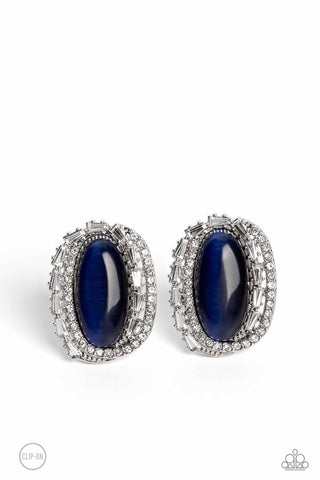 Paparazzi-Shimmery Statement - Blue Earring
