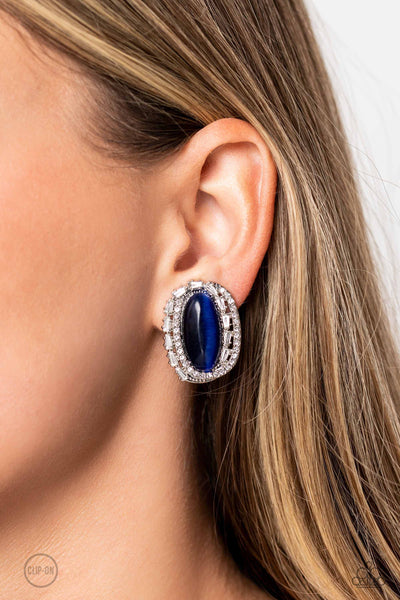 Paparazzi-Shimmery Statement - Blue Earring