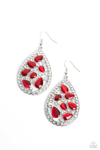 Paparazzi-Cats Eye Class - Red Earring