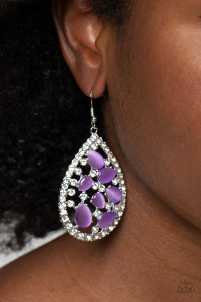Paparazzi-Cats Eye Class - Purple Earring