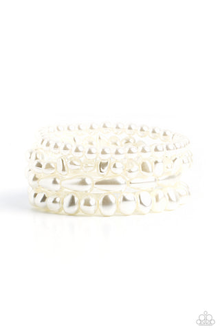 Paparazzi-Gossip PEARL - White Bracelet