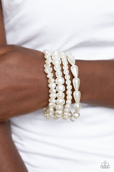Paparazzi-Gossip PEARL - White Bracelet