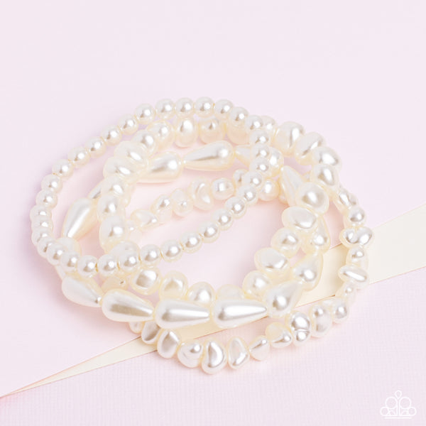 Paparazzi-Gossip PEARL - White Bracelet