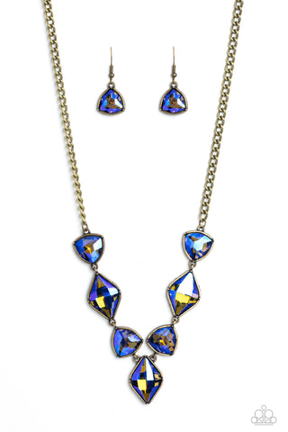 Paparazzi-Glittering Geometrics - Brass Necklace