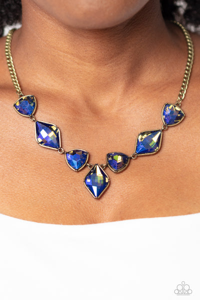 Paparazzi-Glittering Geometrics - Brass Necklace