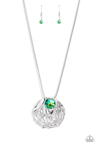 Paparazzi-Lush Lattice - Green Necklace