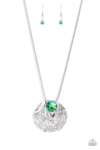 Paparazzi-Lush Lattice - Green Necklace