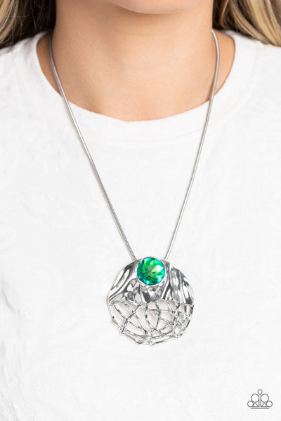 Paparazzi-Lush Lattice - Green Necklace