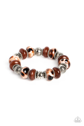 Paparazzi-Warped Wayfarer - Brown Bracelet