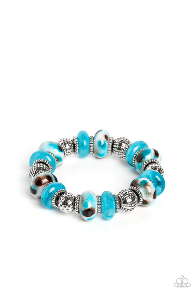 Paparazzi-Warped Wayfarer- Blue Bracelet