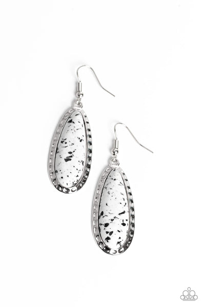 Paparazzi-TEARDROP-Dead Dynasty - White Earring