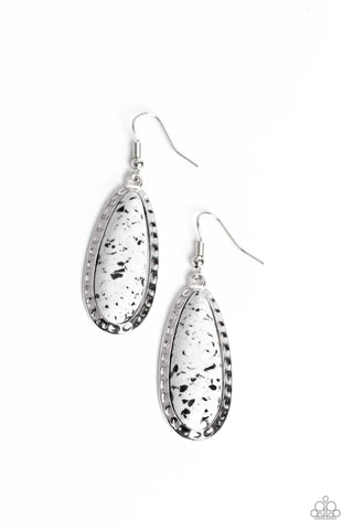 Paparazzi-TEARDROP-Dead Dynasty - White Earring