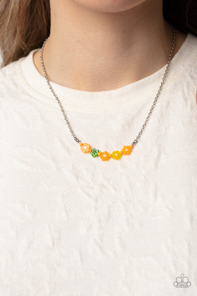 Paparazzi-BOUQUET We Go - Orange Necklace