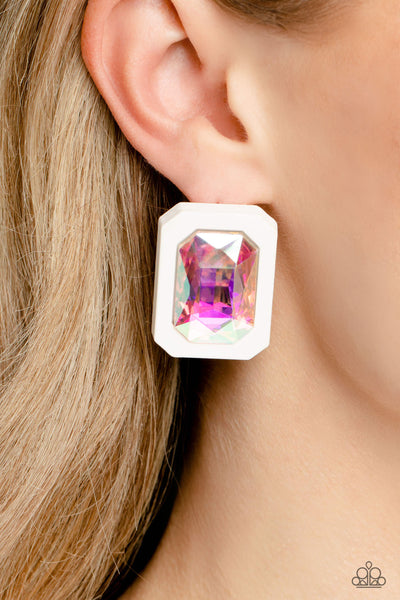 Paparazzi-Edgy Emeralds - Multi Earrings