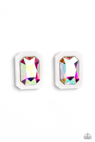 Paparazzi-Edgy Emeralds - Multi Earrings